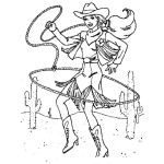 Dibujo para colorear Vaquera Sexy Con Laso Para Pintar Y Colorear