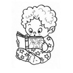 Dibujo para colorear Dibujo De Bebe Colocho Leyendo Un Libro De Miedo Para Pintar Y Colorear