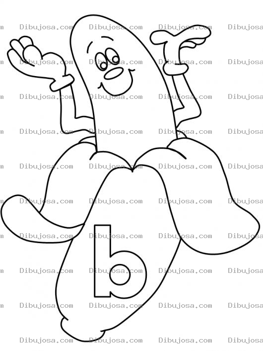 Dibujo para colorear Letra B Dibujo De Un Banano Con La Letra Be Para Pintar Y Colorear
