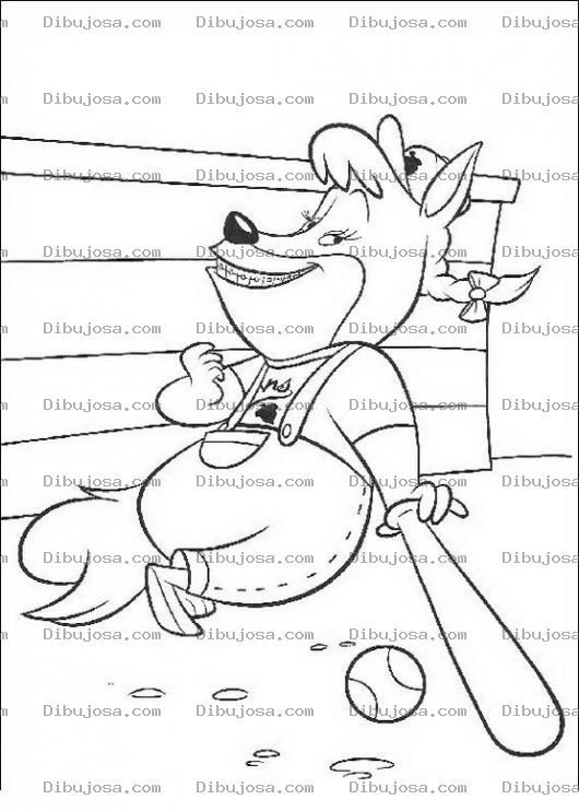 Dibujo para colorear Dibujo De Zorra Beisbolista Para Pintar Y Colorear