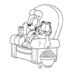 Dibujo para colorear Dibujo De Garfield Y Odie Viendo Television Juntos En Un Sofa Para Pintar Y Colorear