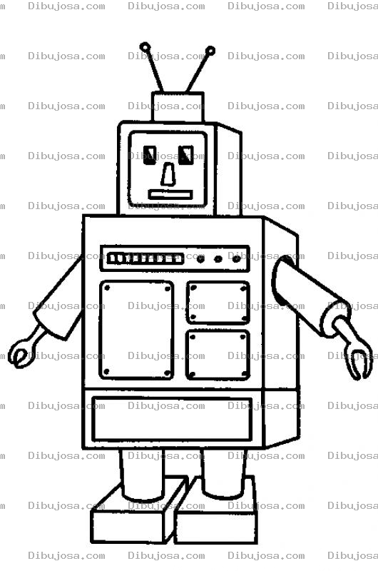 Dibujo para colorear Dibujo De Robot Cuadrado Para Pintar Y Colorear Robot Con Cajas