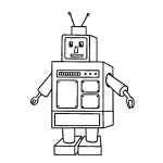 Dibujo para colorear Dibujo De Robot Cuadrado Para Pintar Y Colorear Robot Con Cajas