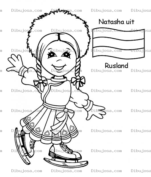 Dibujo para colorear Bandera De Rusia Dibujo De Chica Rusa Para Pintar Y Colorear