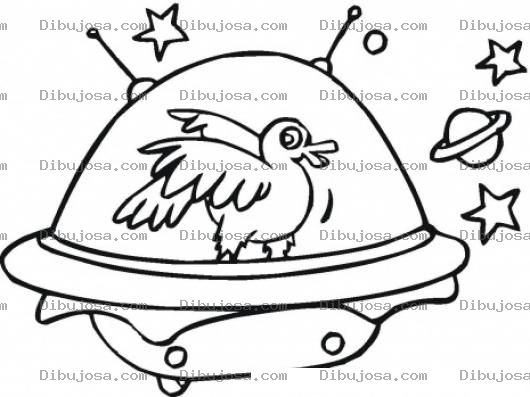 Dibujo para colorear Paloma Extraterreste Dibujo De Una Paloma En Un Platillo Volador Para Pintar Y Colorear