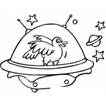 Dibujo para colorear Paloma Extraterreste Dibujo De Una Paloma En Un Platillo Volador Para Pintar Y Colorear