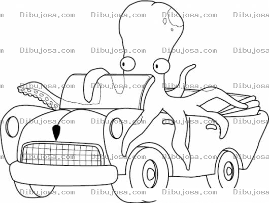 Dibujo para colorear Dibujo De Pulpo En Carro Descapotable Para Pintar Y Colorear