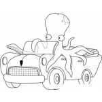 Dibujo para colorear Dibujo De Pulpo En Carro Descapotable Para Pintar Y Colorear