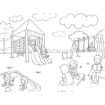 Dibujo para colorear Dibujo De Un Parque Infantil Con Juegos Para Pintar Y Colorear