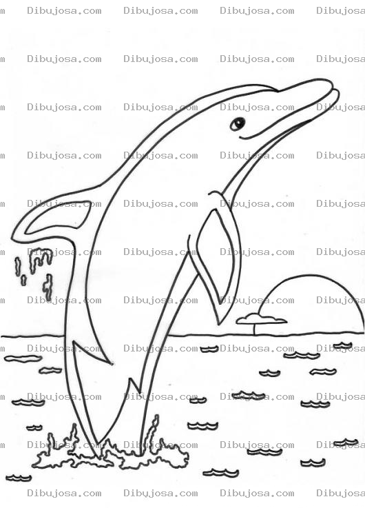 Dibujo para colorear Dibujo D Eun Delfin Saltando En El Mar Para Pintar Y Colorear
