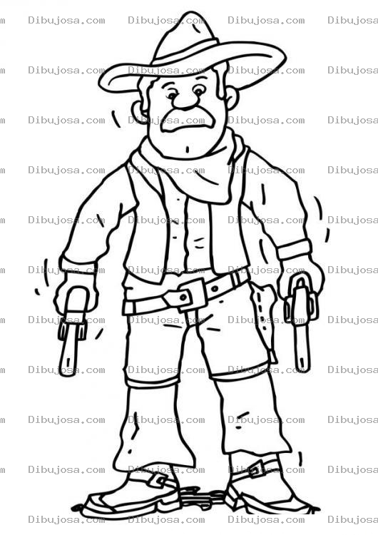Dibujo para colorear Pistolero Con Miedo Para Pintar Y Colorear