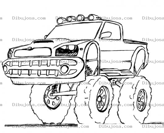 Dibujo para colorear Dibujo De Troca Monster Para Pintar Y Colorear Pickup Con Llantas Gigantes