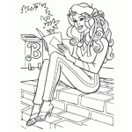 Dibujo para colorear Dibujo De Barbie Leyendo Una Carta Para Pintar Y Colorear