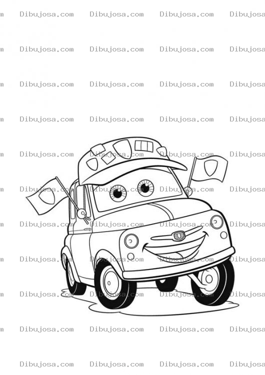 Dibujo para colorear Colorear carro con gorra