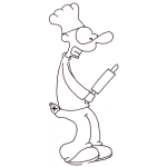 Dibujo para colorear Dibujo De Panadero Con Rodillo Amasador Para Pintar Y Colorear