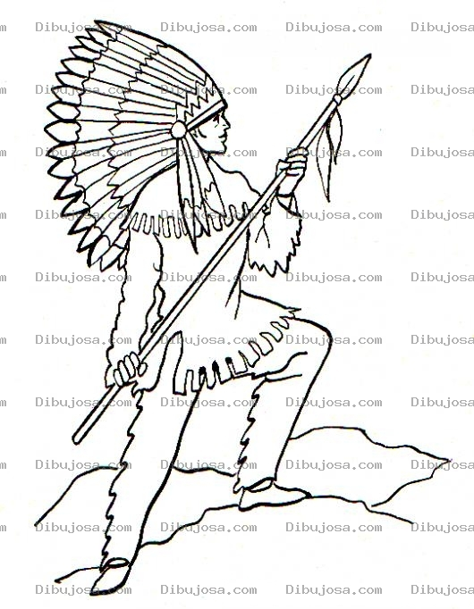 Dibujo para colorear Dibujo De Indio Con Lanza Para Pintar Y Colorear