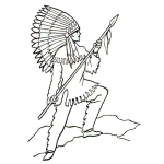 Dibujo para colorear Dibujo De Indio Con Lanza Para Pintar Y Colorear