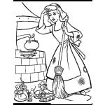 Dibujo para colorear Dibujo De Cenicienta Barriendo Y Haciendo Oficio Para Pintar Y Colorear