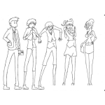 Dibujo para colorear Dibujo De 3 Chicos Y 2 Chicas Para Pintar Y Colorear