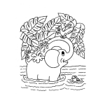 Dibujo para colorear Dibujo De Elefante En El Agua Tomando Un Chapuzon Para Pintar Y Colorear