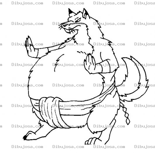 Dibujo para colorear Dibujo De Lobo Luchador De Zumo Para Pintar Y Colorear