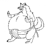 Dibujo para colorear Dibujo De Lobo Luchador De Zumo Para Pintar Y Colorear