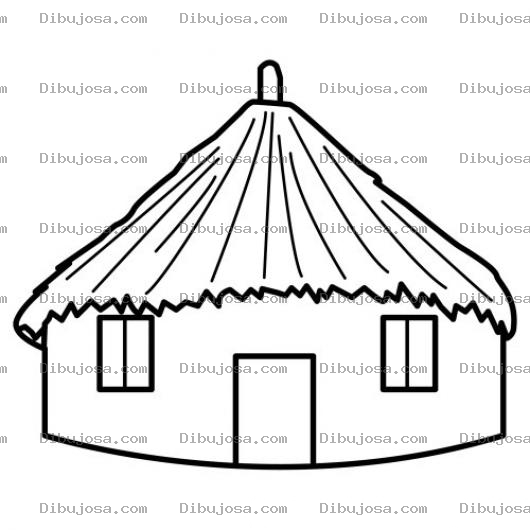 Dibujo para colorear Dibujo De Choza De Paja Para Pintar Y Colorear