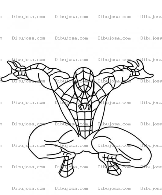 Dibujo para colorear Colorear A Espaiderman Agachado