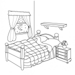 Dibujo para colorear Dibujo De Un Cama En Una Habitacion Para Pintar Y Colorear