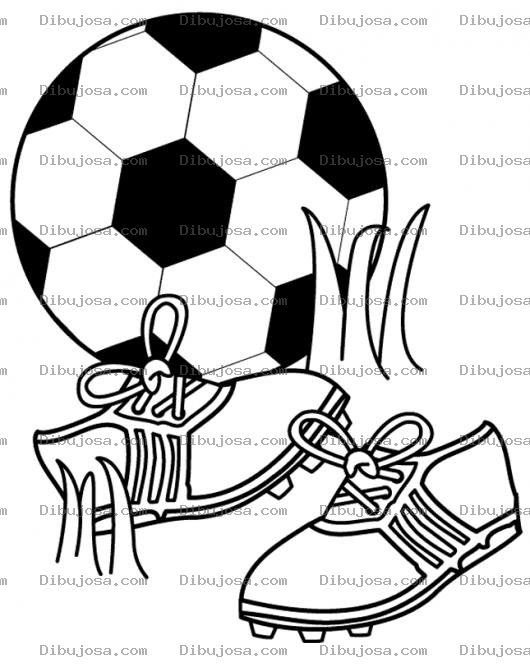 Dibujo para colorear Dibujo De Pelota Y Zapatos De Futbol Para Pintar Y Colorear Balon De Foot Ball Y Zapatillas De Football
