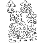 Dibujo para colorear Hongos Felices Dibujo De 9 Hongitos Para Pintar Y Colorear