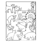 Dibujo para colorear Dibujo De Granjero Con Tractor Y Animales De Granja Para Pintar Y Colorear