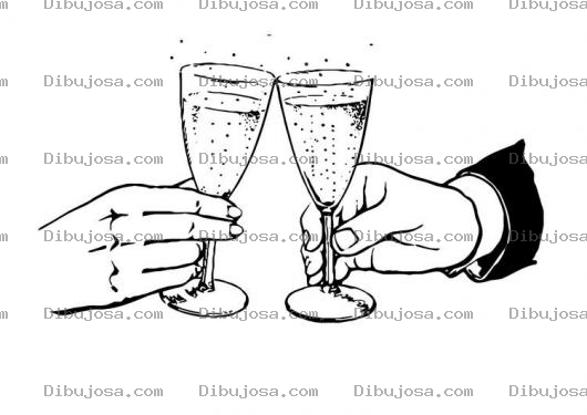 Dibujo para colorear Dibujo De Un Brindis Con Copas De Champan Para Pintar Y Colorear