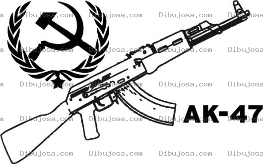 Dibujo para colorear Cuerno De Chivo Fusil Ak47 Dibujo De Un Galil Ak-47 Para Pintar Y Colorear