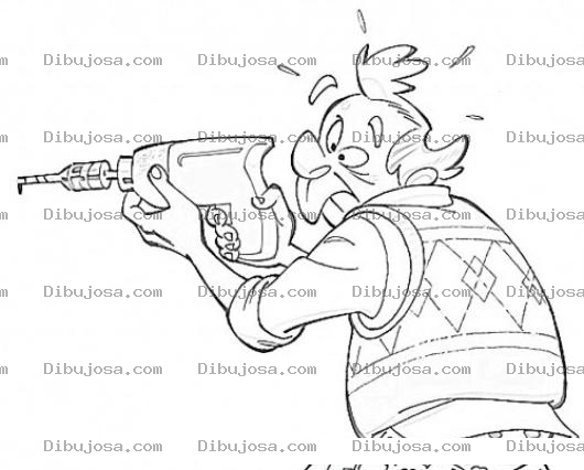 Dibujo para colorear Dibujo De Hombre Barrenando Para Pintar Y Colorear