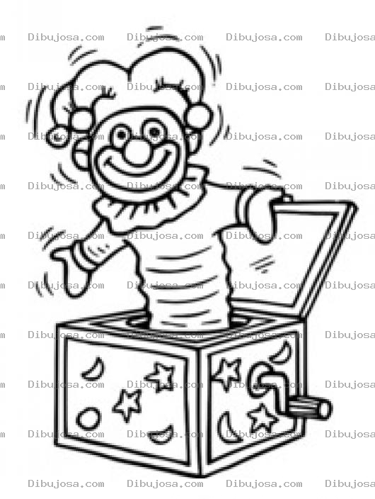 Dibujo para colorear Dibujo De Un Bufon En Una Cajita De Sorpresas Para Pintar Y Colorear