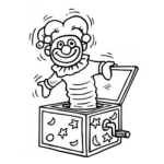 Dibujo para colorear Dibujo De Un Bufon En Una Cajita De Sorpresas Para Pintar Y Colorear