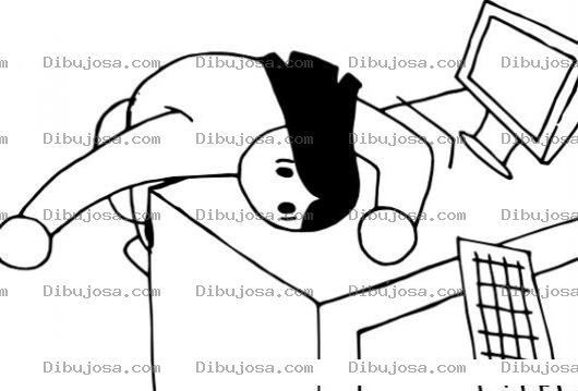 Dibujo para colorear Secretaria Cansada Con Insomnio Y Stress Para Pintar Y Colorear