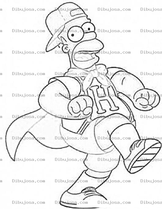 Dibujo para colorear Superhomero Dibujo De Super Homero Con Capa Roja Para Pintar Y Colorear