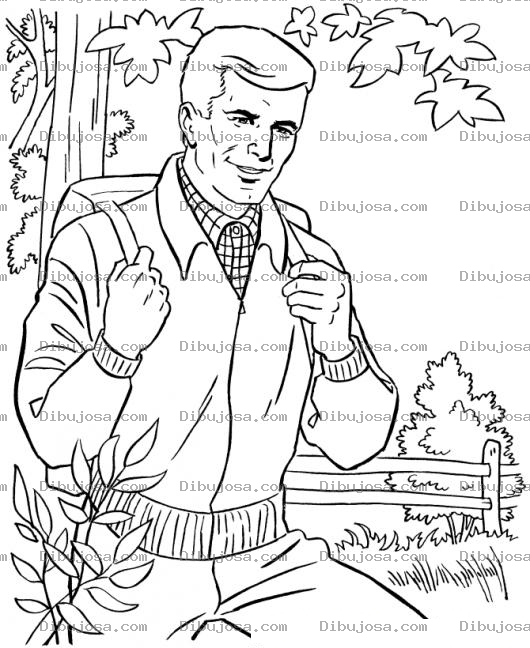 Dibujo para colorear Dibujo De Hombre Con Mochila Para Pintar Y Colorear