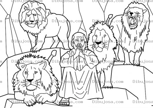 Dibujo para colorear Dibujo Biblico De Daniel Con Los Leones Para Pintar Y Colorear
