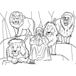 Dibujo para colorear Dibujo Biblico De Daniel Con Los Leones Para Pintar Y Colorear