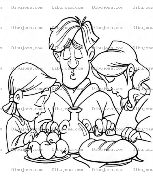 Dibujo para colorear Dibujo De Familia Orando Por Los Alimentos Para Pintar Y Colorear Oracion Familiar