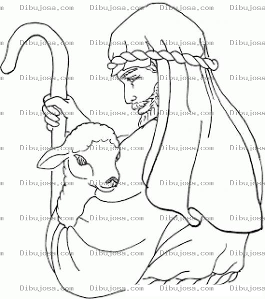 Dibujo para colorear Dibujo De Pastor Con La Oveja Perdida Para Pintar Y Colorear