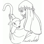 Dibujo para colorear Dibujo De Pastor Con La Oveja Perdida Para Pintar Y Colorear