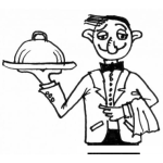 Dibujo para colorear Dibujo De Un Mesero Con Un Plato De Comida Para Pintar Y Colorear