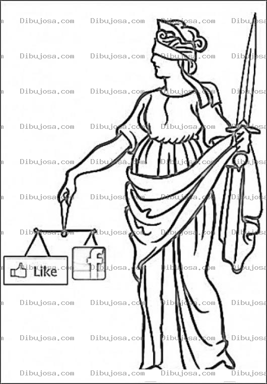 Dibujo para colorear La Justicia De Facebook Para Pintar Y Colorear A La Dama De La Justicia De Las Redes Sociales