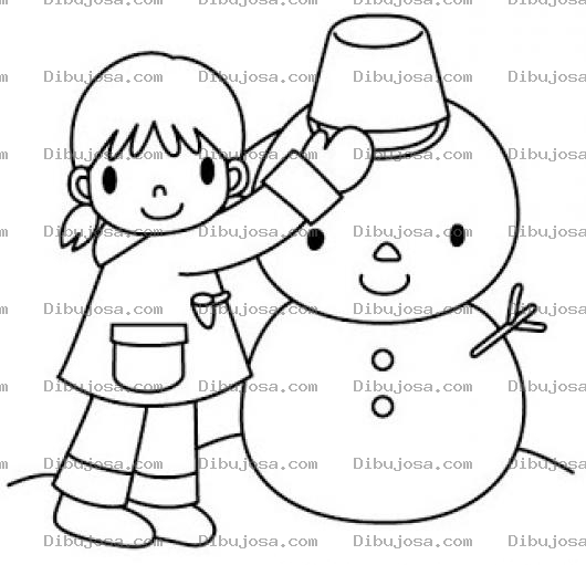 Dibujo para colorear Dibujo De Nena Haciendo Un Muneco De Nieve Para Pintar Y Colorear