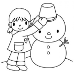 Dibujo para colorear Dibujo De Nena Haciendo Un Muneco De Nieve Para Pintar Y Colorear