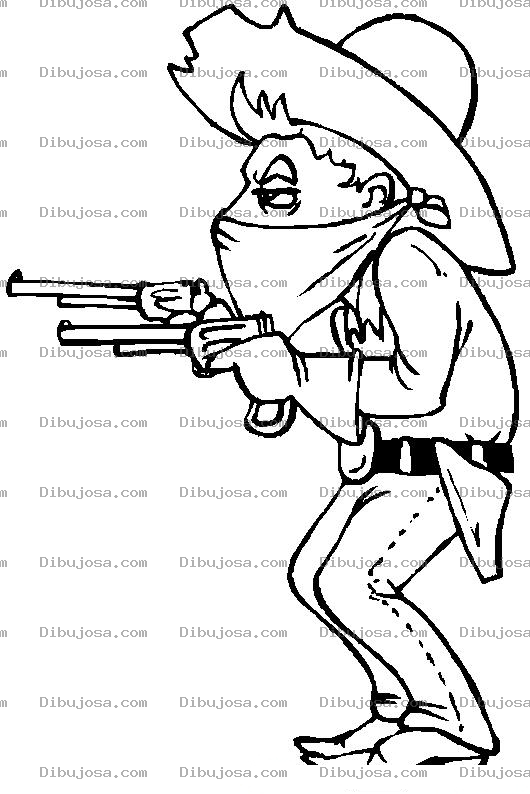 Dibujo para colorear Dibujo De Vaquero Del Oeste Con Dos Pistolas Para Pintar Y Colorear